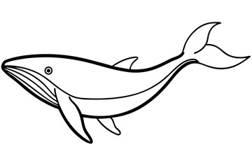 Line Art of a Whale Swimming - Vector Illustration, Marine Life Design
