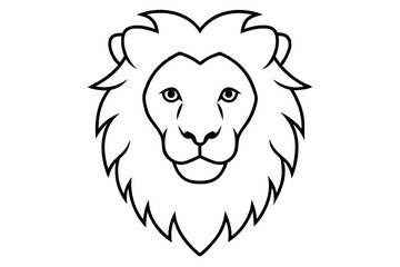 Obraz premium Lion Head Line Art Vector - Isolated on White Background SVG File
