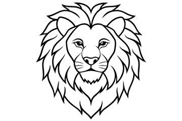Obraz premium Lion Head Line Art Vector - Isolated on White Background SVG File