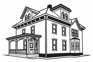 the black and white building set vector illustration