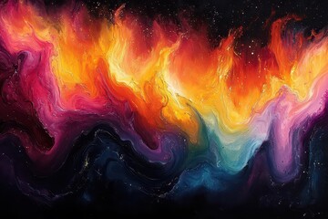 essence of consciousness and energy depicted through vibrant abstract art representing the life force and spirituality merging colors and forms to evoke a sense of the universes vitality