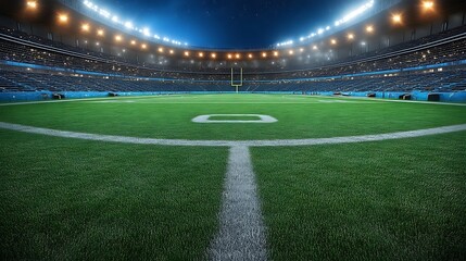 Fototapeta premium Night view of an empty football stadium field