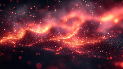 Obraz premium Close-up of smart dust particles scattered on black surface, each particle glowing subtly