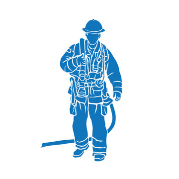 silhouette vector of fire resque man