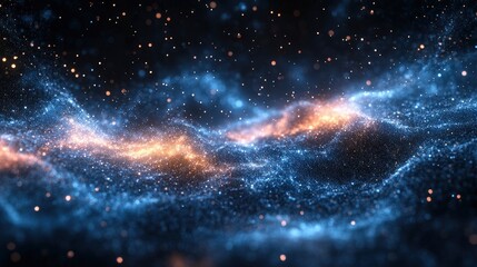 Close-up of smart dust particles scattered on black surface, each particle glowing subtly