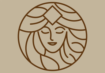 Athena the goddess black vector icon line logo illustration design isolated background
