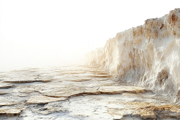Arid Landscape Featuring Eroded Cliffs and Cracked Ground