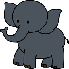 Elephant line art  with color 