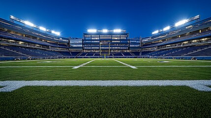 Fototapeta premium Empty Football Stadium Under a Clear Blue Sky