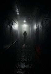 silhouette of a person in a corridor