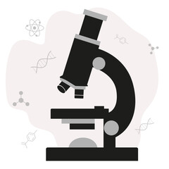 Microscope. Vector illustration. Laboratory equipment for conducting research. Ideal for medical, information catalogs and institutional materials.