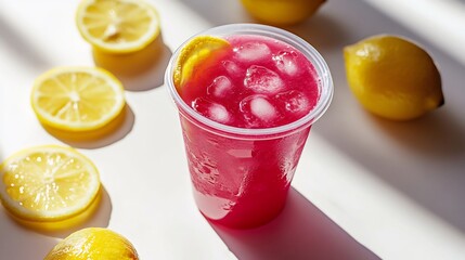 Fototapeta premium Refreshing Pink Lemonade with Lemon Slices