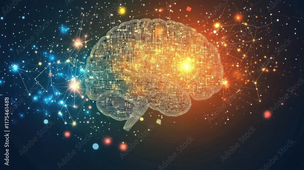 Poster neural network brain: a digital representation of the human mind's complex interconnectivity and pro