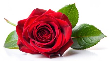 Fototapeta premium Beautiful red rose flower on white background 