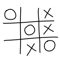 Hand drawn tic tac toe game  doodle X-O children