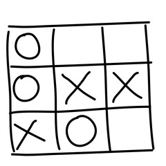Hand drawn tic tac toe game  doodle X-O children