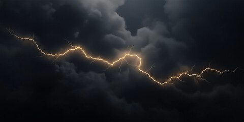 A dramatic scene of a lightning bolt cutting through dark, tumultuous clouds, capturing the raw power and intensity of a storm in its full glory, stirring emotions of awe.