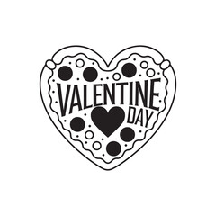 Love shape valentines day with pizza stuffing on white background