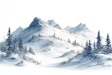 Fototapeta premium Snow Covered Mountains Winter Landscape Scene