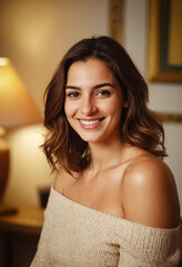 Portrait einer attraktiven italienischen jungen Frau zuhause