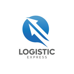 Illustration logistics and express delivery company logo design template