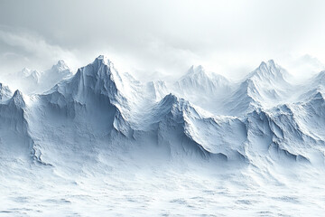 Majestic Snow Covered Mountain Range Under a Cloudy Sky