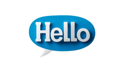 Hello salutation or greeting word to welcome someone or initiate a conversation. Design with letters cut out in paper speech bubble over blue background. Communication concept, introduction.