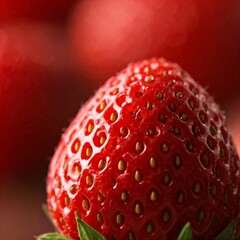 Macro photography of a strawberry, highlighting its intricate details