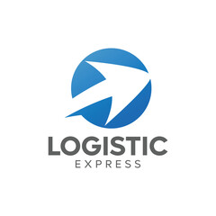 Illustration logistics and express delivery company logo design template