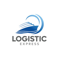 Illustration logistics and express delivery company logo design template