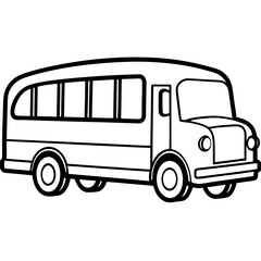 Clean Line Art of a Classic School Bus