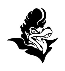 Big Bad Wolf Grin black and white illustration tattoo mascot or logo