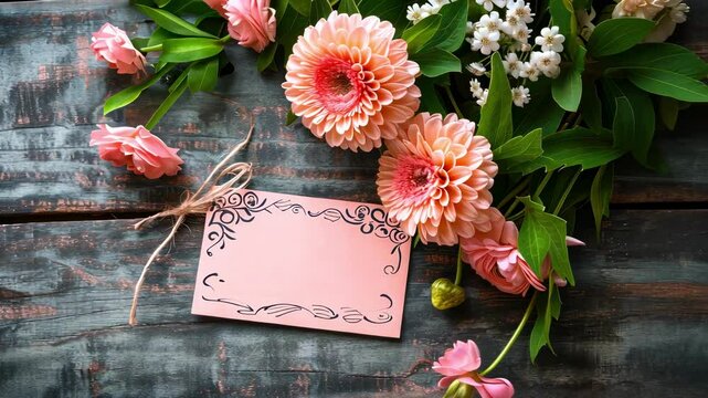 Mother's Day card with the inscription Happy Mother's Day and a bouquet of flowers