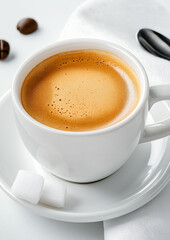 Obraz premium Inflammatory foods. A cup of artificially flavored instant coffee in a stylish setting, perfect for food and beverage stock imagery.