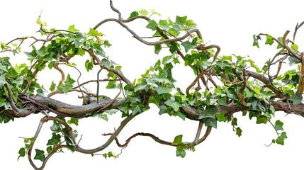 Fototapeta premium Twisted wild vine ivy planted on isolated branches