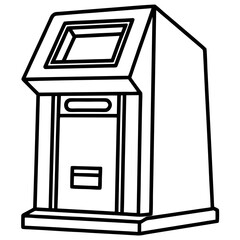 Bank ATM Line Art Vector Design