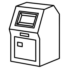 Bank ATM Line Art Vector Design