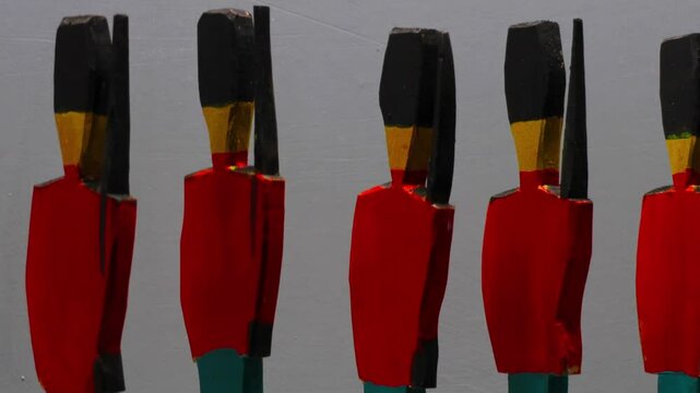 parade of royal guards in red uniforms