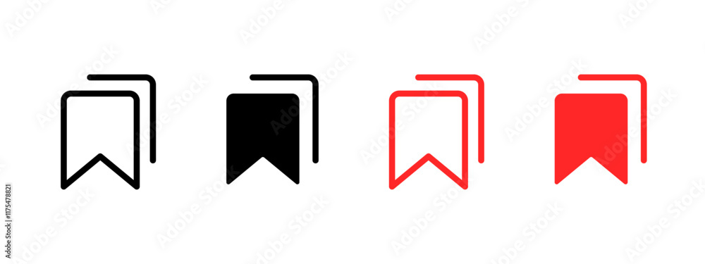 Poster bookmark icon. add to favorite symbol. save button. bookmark web interface element. red flag tag. di