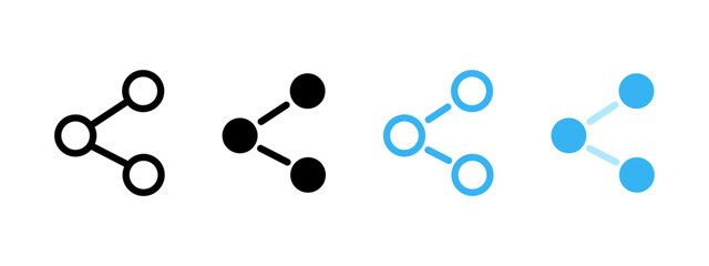 Share link button icon set. Network connection symbol. Hyperlink vector illustration. Web or App interface element. Social media publish button. Content sharing sign. Cyberspace community pictogram.