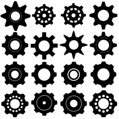 Collection of Black and White Gear Icons