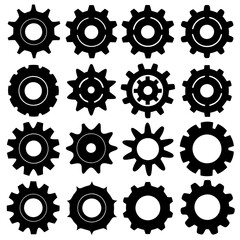 Collection of Black and White Gear Icons