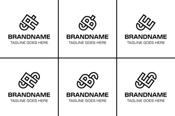 Letters JA JB JE SA SB SE Monogram Logo Set, or AJ BJ EJ AS BS ES initials