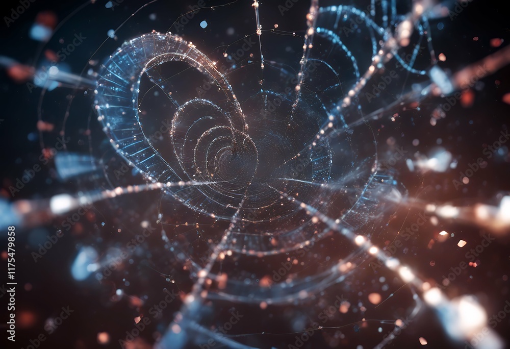 Aufkleber digital helix ai dna surrounded icons points data double