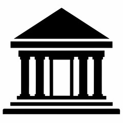 Bank Building Silhouette Vector Art