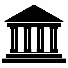 Bank Building Silhouette Vector Art