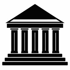 Bank Building Silhouette Vector Art