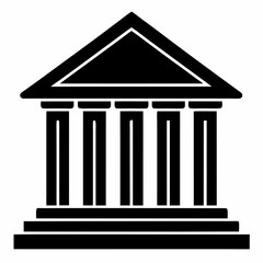Bank Building Silhouette Vector Art