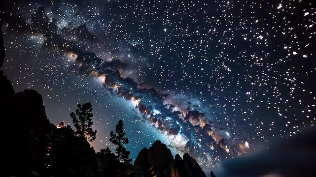 Breathtaking view of the night sky, showcasing the Milky Way with millions of stars sparkling against an indigo fading sky