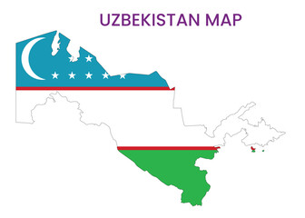 High detailed map of Uzbekistan. Outline map of Uzbekistan. Asia